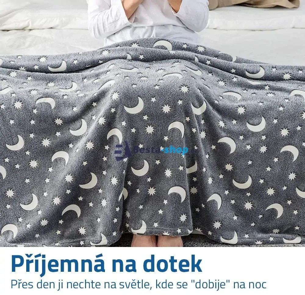 Svítící deka Stars 100 x 160 cm - růžová
