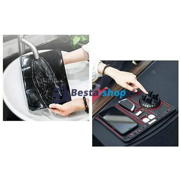 Palubní protiskluzová podložka a kryt na mobilní telefon do auta