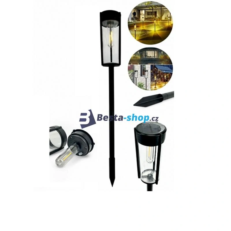 LED solární zahradní lampa teplá bílá 58cm