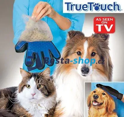 True Touch Vyčesávací rukavice na srst pro psy a kočky
