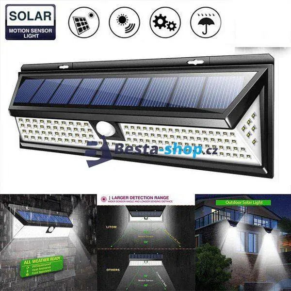 Venkovní solární nástěnné světlo 190LED