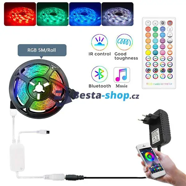 RGB LED pásek s Bluetooth 5m