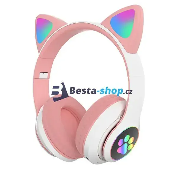 Bezdrátová sluchátka Cat Ear s tlapkou pastelové