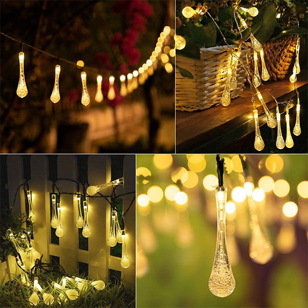 LED Solární řetěz Kapka 40 LED / 5m