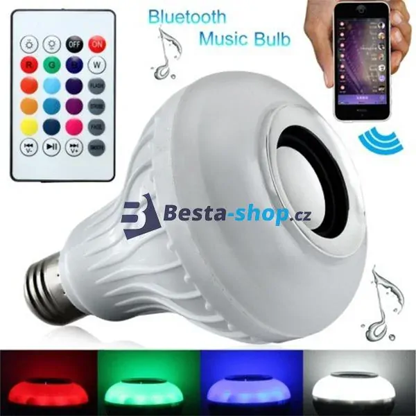 LED RGB barevná žárovka s Bluetooth reproduktorem