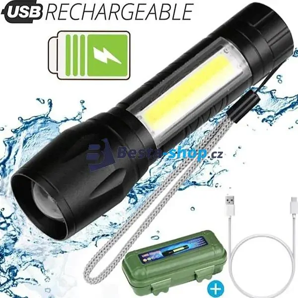 Mini baterka s USB nabíjením - černá