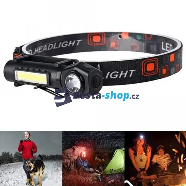LED čelovka 2v1 s USB dobíjením
