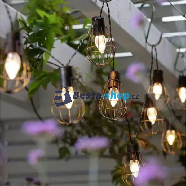 LED Solární venkovní řetěz žárovky 10 LED 3,8m