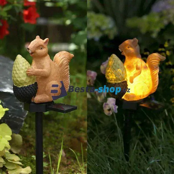 Zahradní solární světlo Veverka 14cm