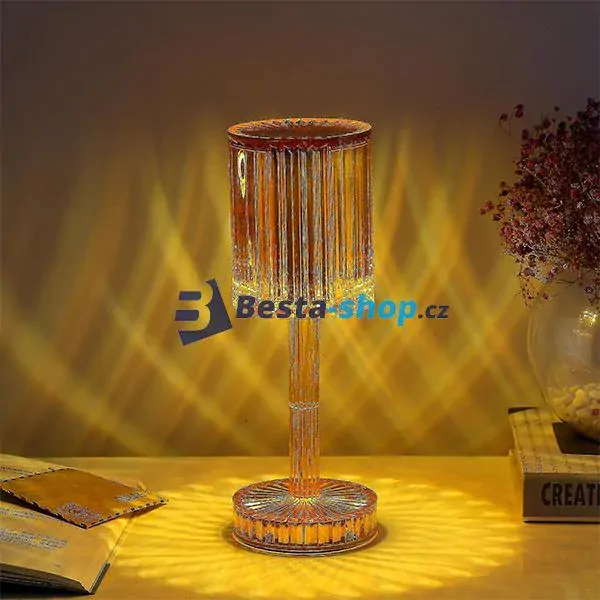 Křišťálová stolní lampa bílá 25 cm