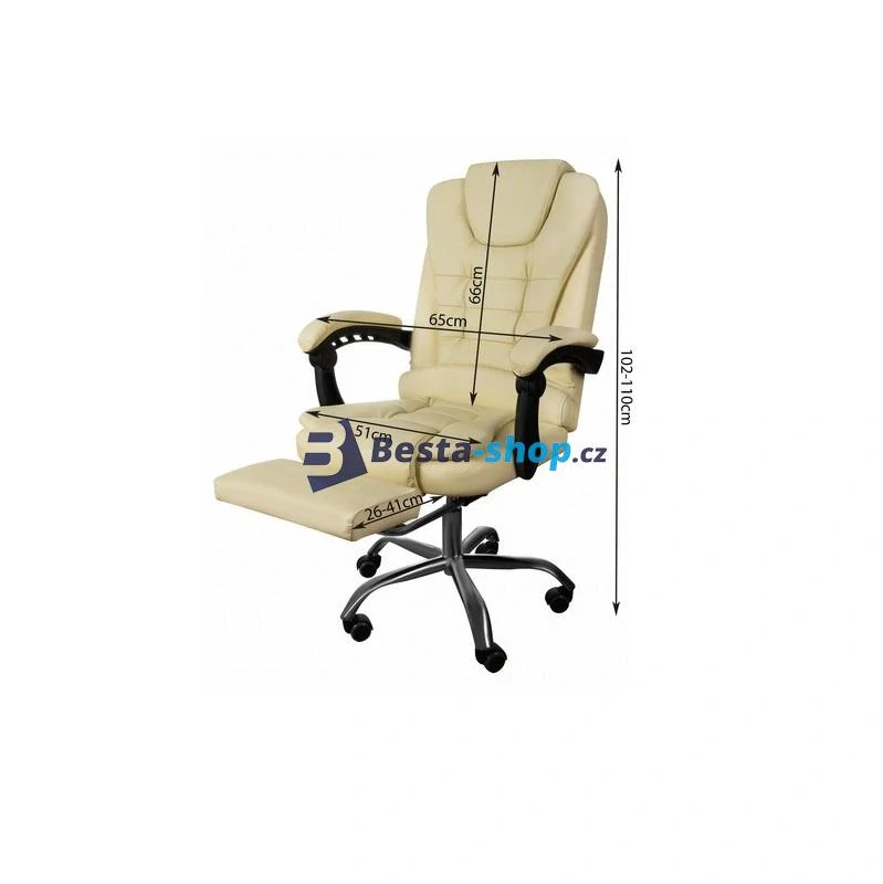 Kancelářská židle s opěrkou na nohy - béžová