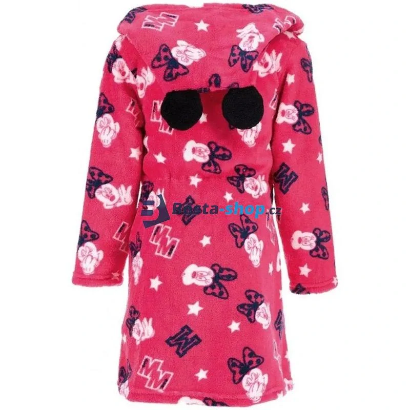 Dívčí hřejivý fleece župan s kapucí a ušima Minnie Mouse růžový
