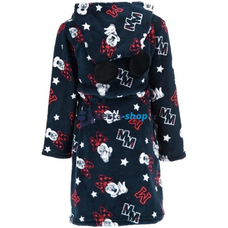 Dívčí hřejivý fleece župan s kapucí a ušima Minnie Mouse modrý