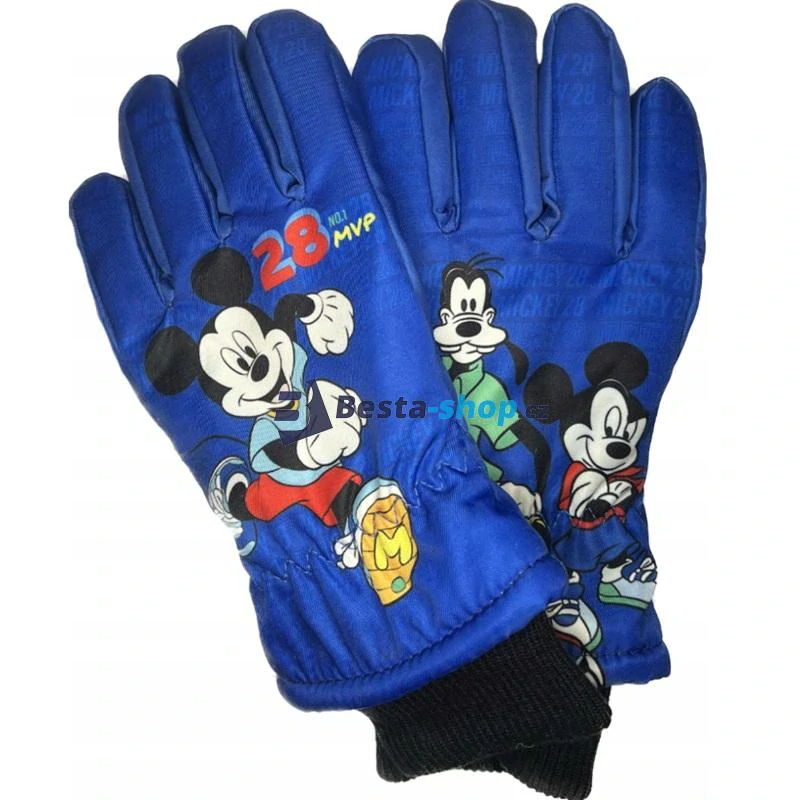 Dětské lyžařské rukavice 5 prstů - Mickey Mouse a Goofy světle modré