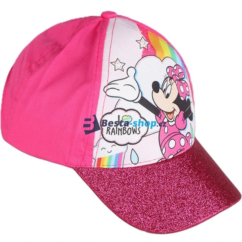 Dívčí kšiltovka Minnie Rainbow - tmavě růžová