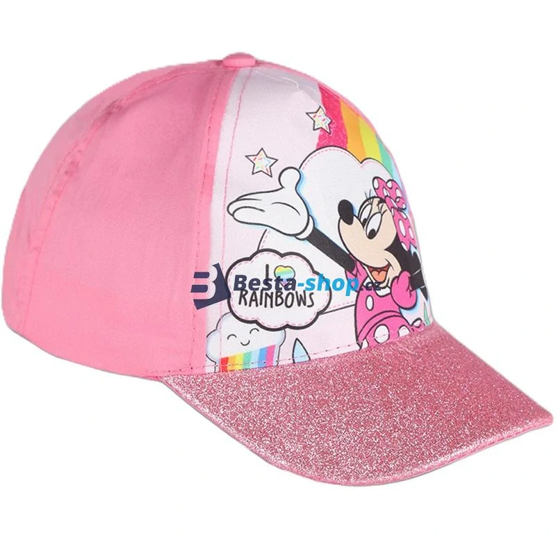 Dívčí kšiltovka Minnie Rainbow - světle růžová