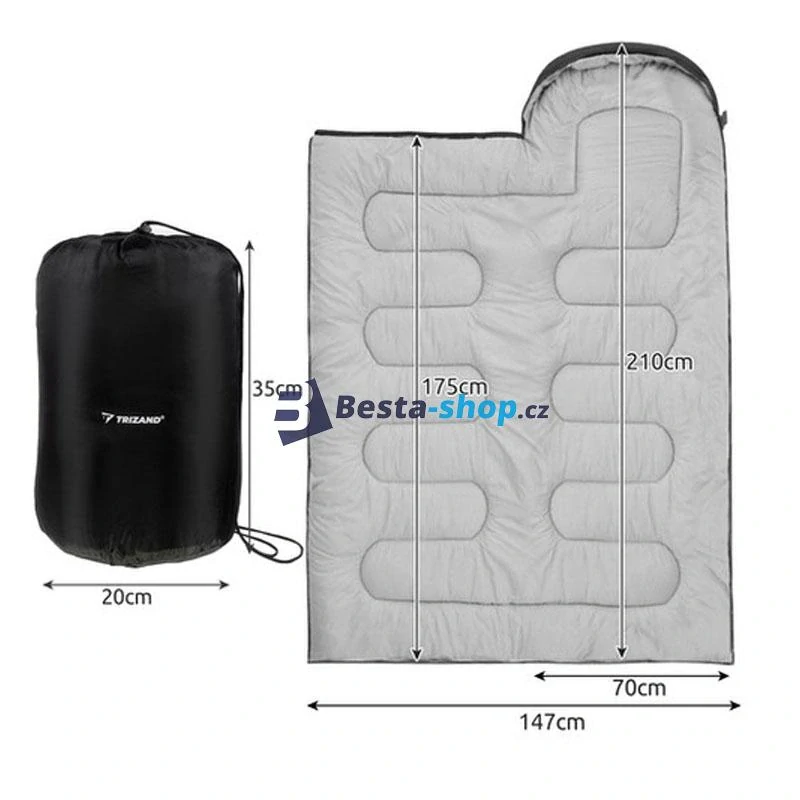 Kempovací / turistický spací pytel 2v1 černý 70 x 210 cm