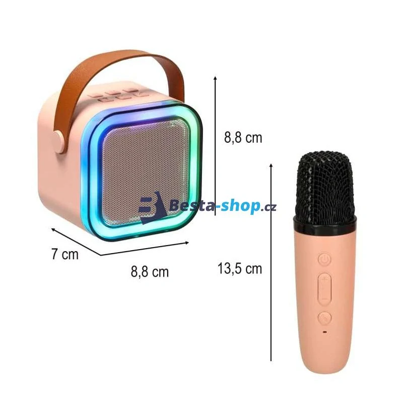 Bezdrátový přenosný mini karaoke set 2x mikrofon K12 růžový