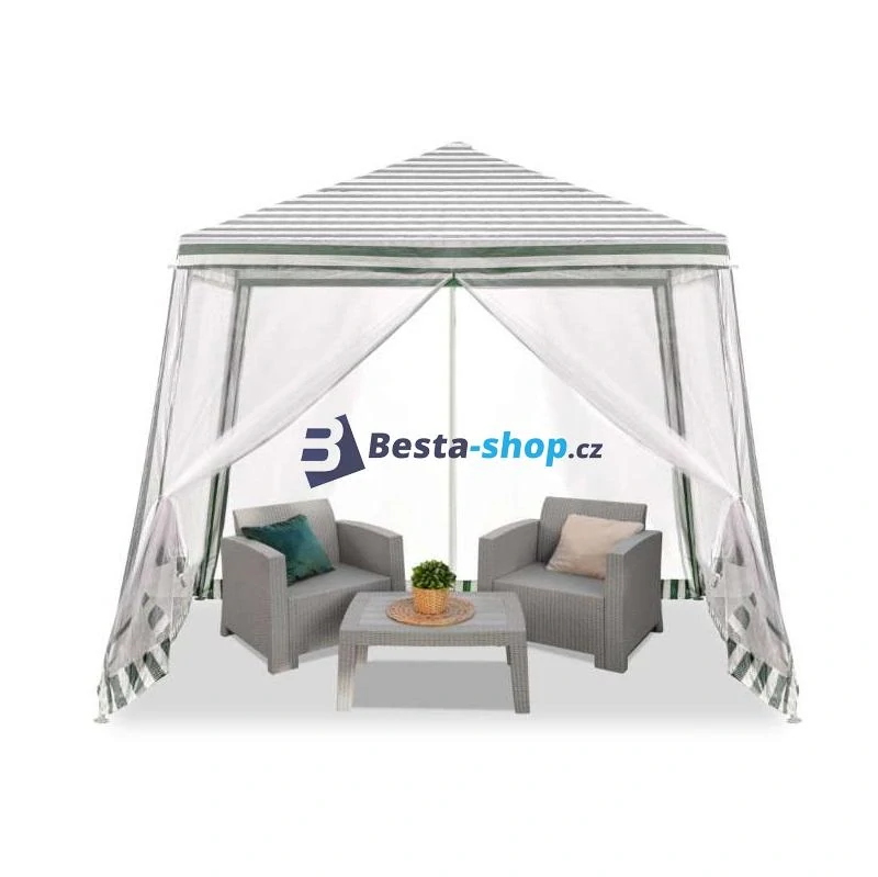 Zahradní altán / párty stan s moskytiérou bílá 3 x 3 m