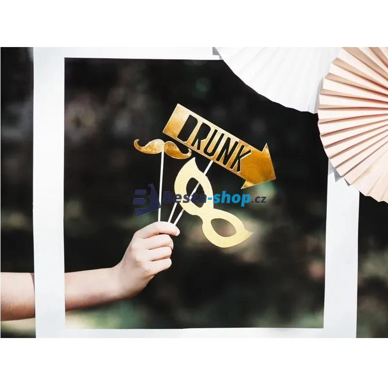 Fotografické rekvizity pro fotobudku - zlaté 8ks