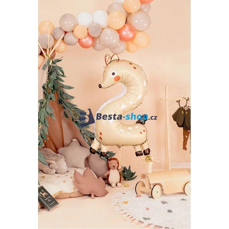 Fóliový balón číslo 2 Srneček 65x102 cm