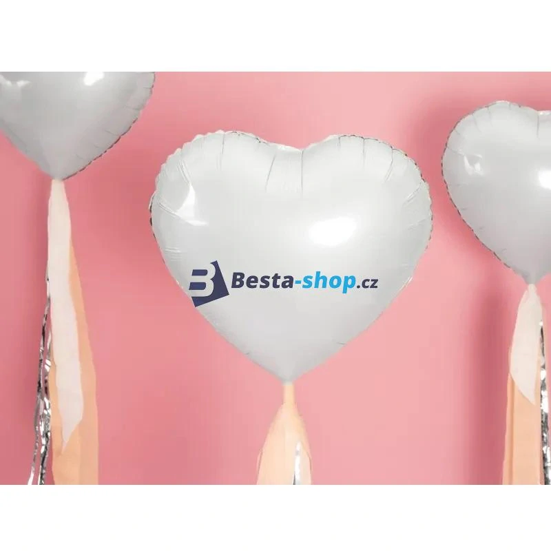 Fóliový balón srdce bílé 45 cm