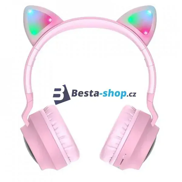 Bezdrátová sluchátka Cat Ear s tlapkou pastelové