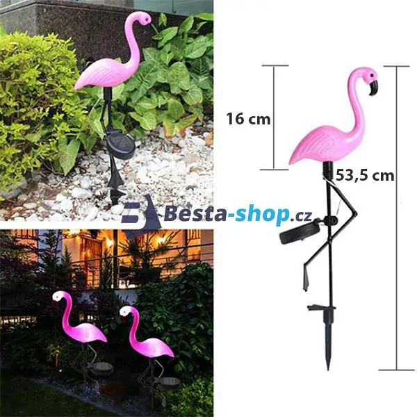 Solární zahradní lampa Plameňák