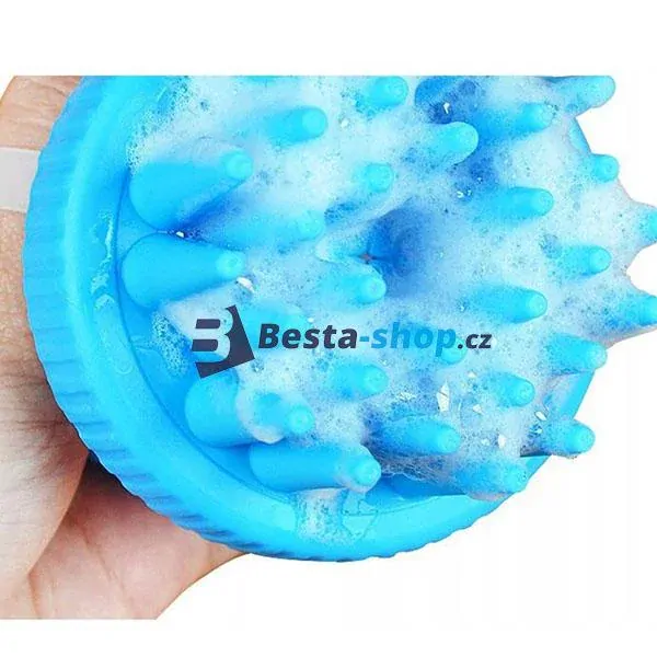 Masážní kartáč s nádobou na šampon pro psy