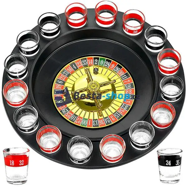 Alkoholická párty ruleta + skleničky 16 ks