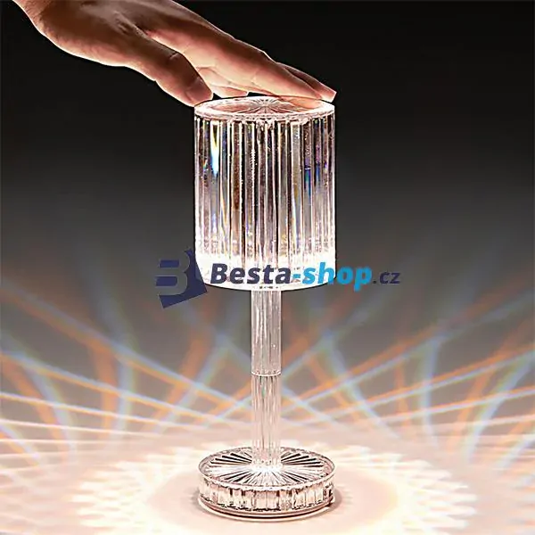 Křišťálová stolní lampa bílá 25 cm