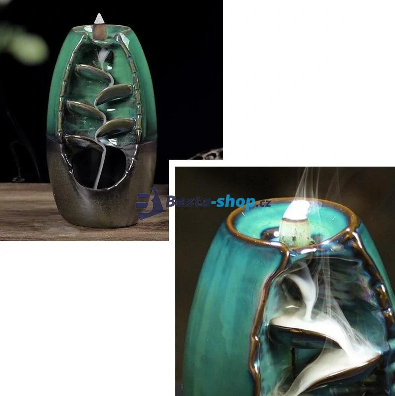 Keramický vodopád s tekoucím dýmem – 55ks vonných kuželů