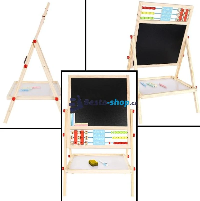 Oboustranná dřevěná dětská tabule 67 cm