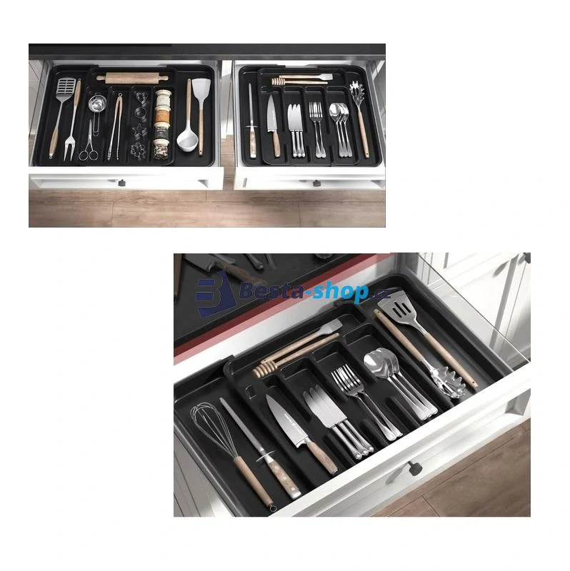 Organizér do kuchyňské zásuvky - plastová vložka 27,5 - 44,5 x 36,5cm