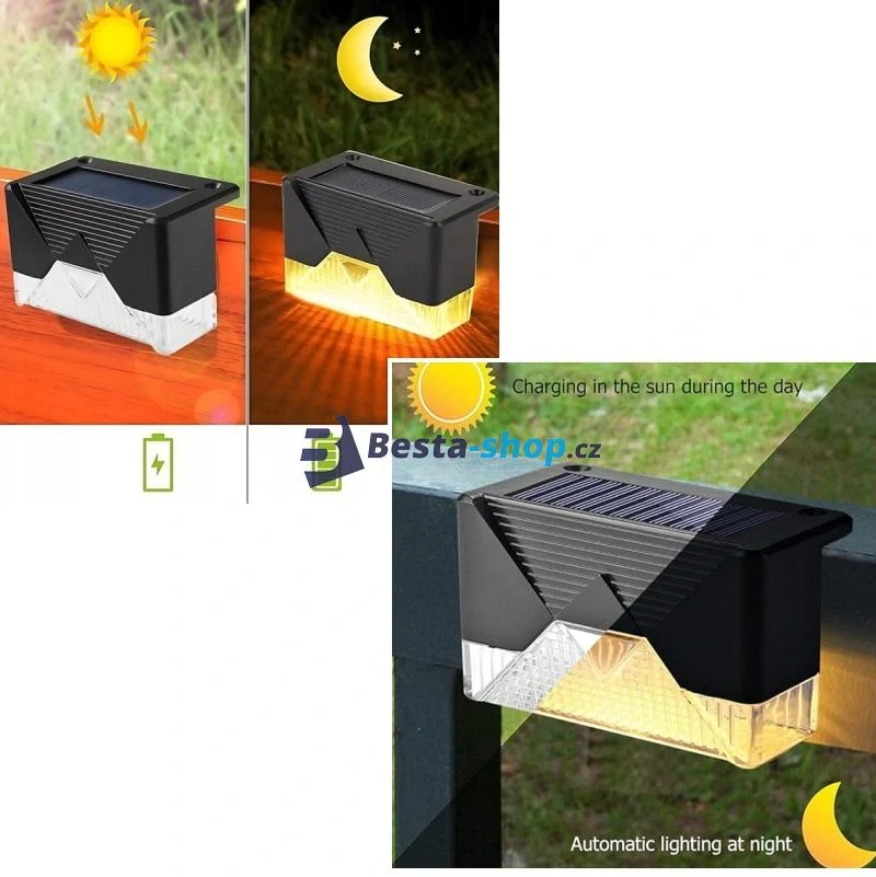 Solární LED zahradní schodišťové svítidlo 4 kusy
