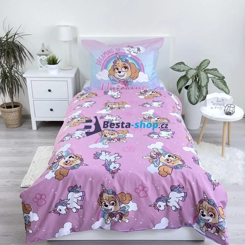 Bavlněné povlečení 140x200 + 70x90 cm - Skye Tlapková patrola