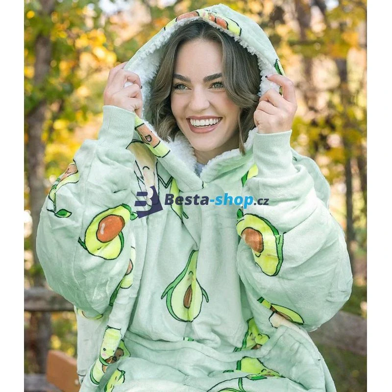 Deka s kapucí a rukávy avokádo