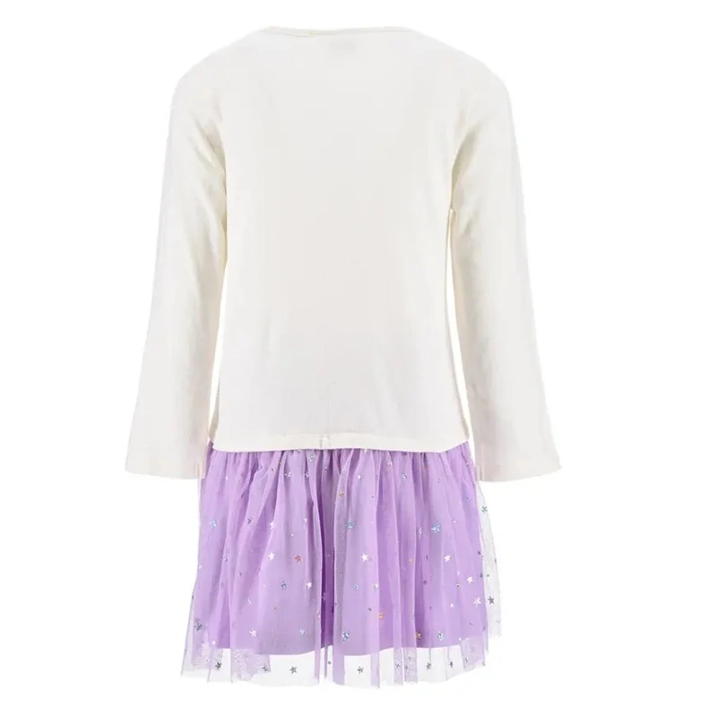 Dívčí bavlněné letní šaty Ledové království s tylovou sukní - bílé