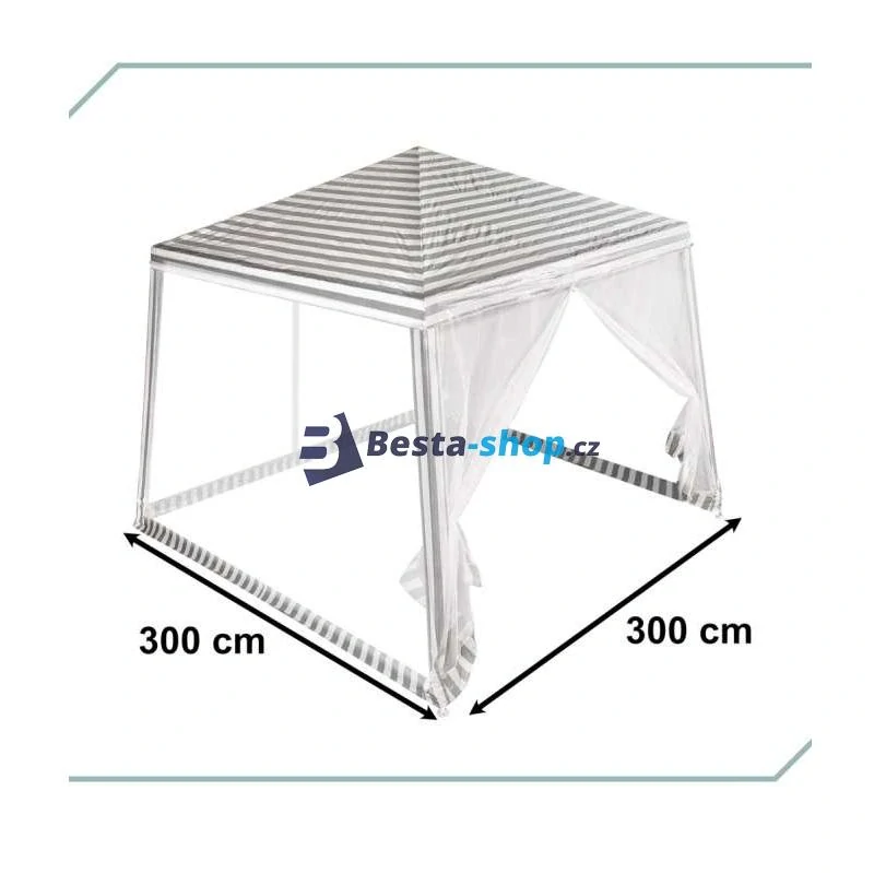 Zahradní altán / párty stan s moskytiérou bílá 3 x 3 m