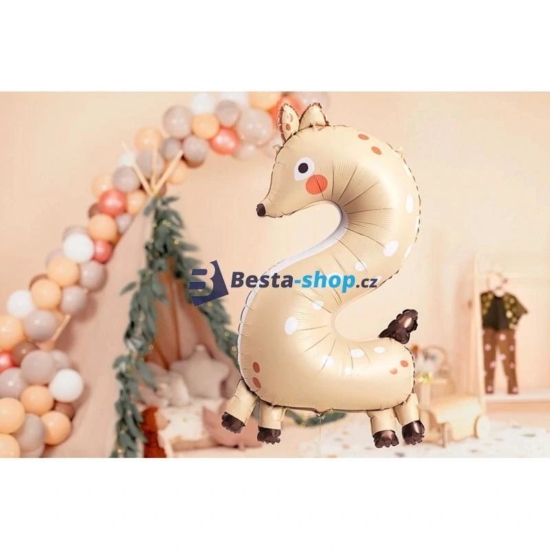 Fóliový balón číslo 2 Srneček 65x102 cm