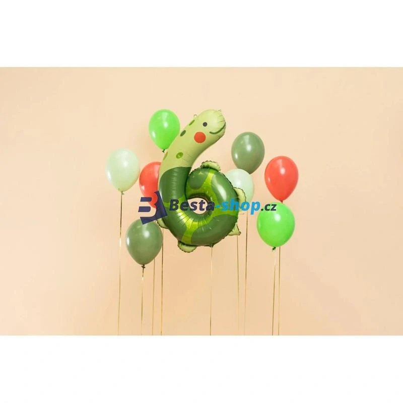 Fóliový balón číslo 6 želva 75x96 cm