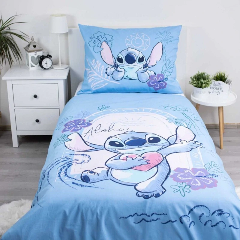 Bavlněné povlečení 140x200 + 70x90 cm - Lilo a Stitch Modré