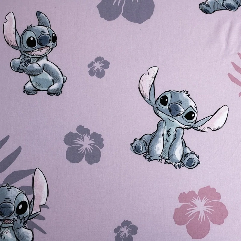 Bavlněné napínací prostěradlo Lilo & Stitch - 90 × 200 × 25 cm růžové