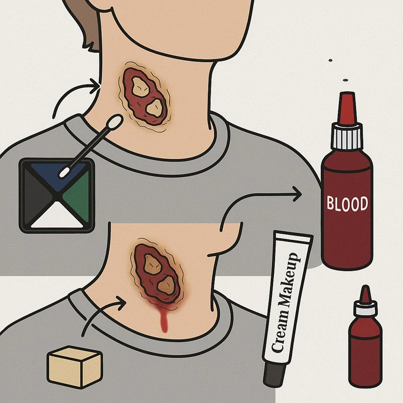 Falešná rána na Halloween s příslušenstvím – realistický make-up efekt kousnutí