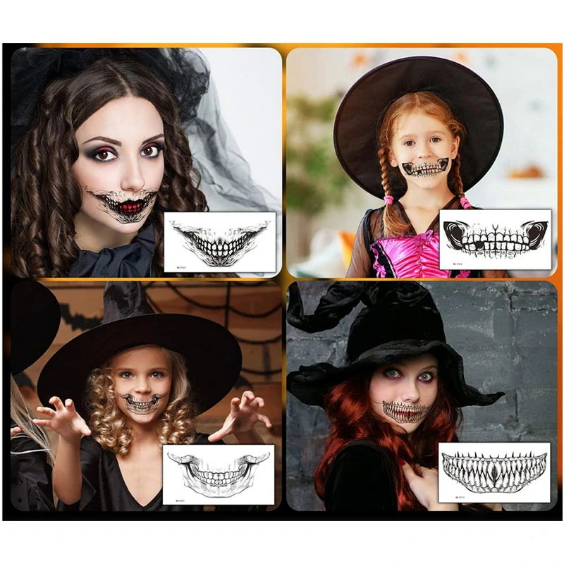 Halloween tetování falešné zuby – dočasný make-up efekt, omyvatelné 1 ks