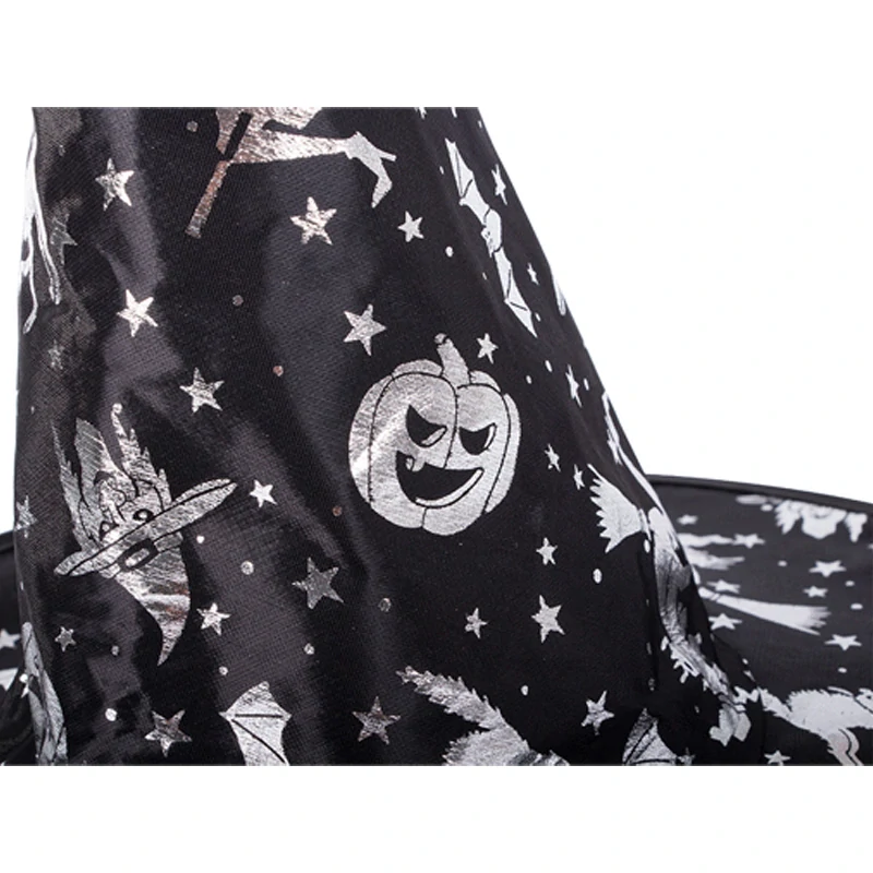 Čarodějnický klobouk na Halloween – klasická špičatá čepice se vzorem
