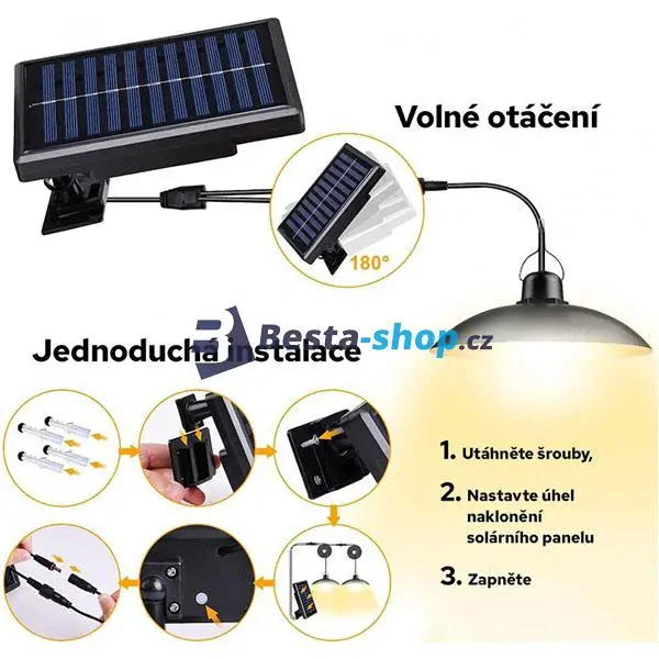 Solární zahradní závěsné světlo