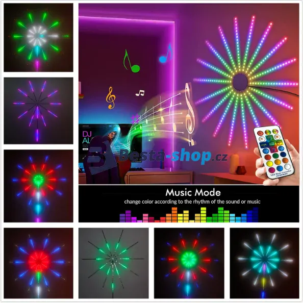 LED pásek v barvě ohňostroje