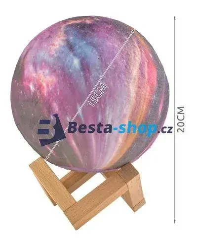 Noční měsíční lampa 15cm, 16 barev