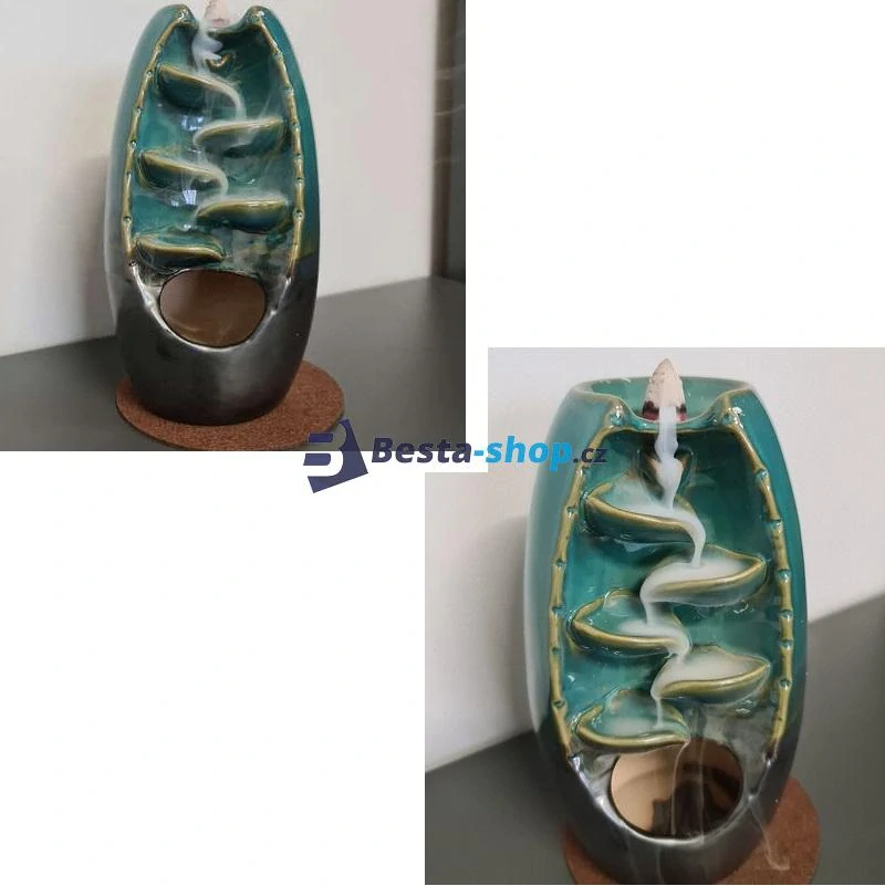 Keramický vodopád s tekoucím dýmem – 55ks vonných kuželů